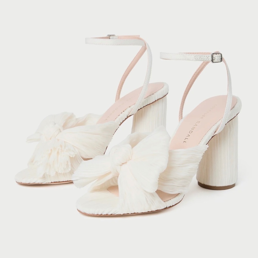 Loeffler Randall Camellia Pearl Pleated Bow Heel - Size 7.5 (New with Box)